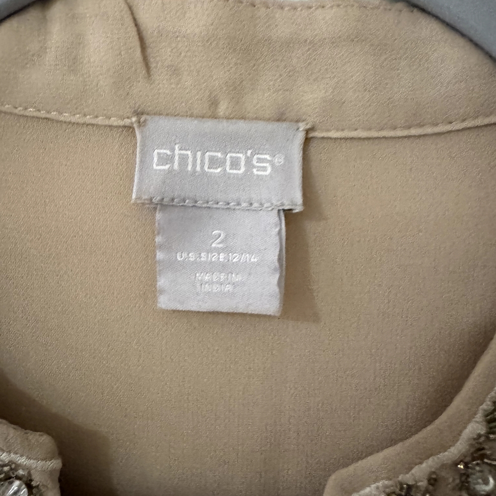Chico's Beige Metallic Studded Blouse - Picture 4 of 10
